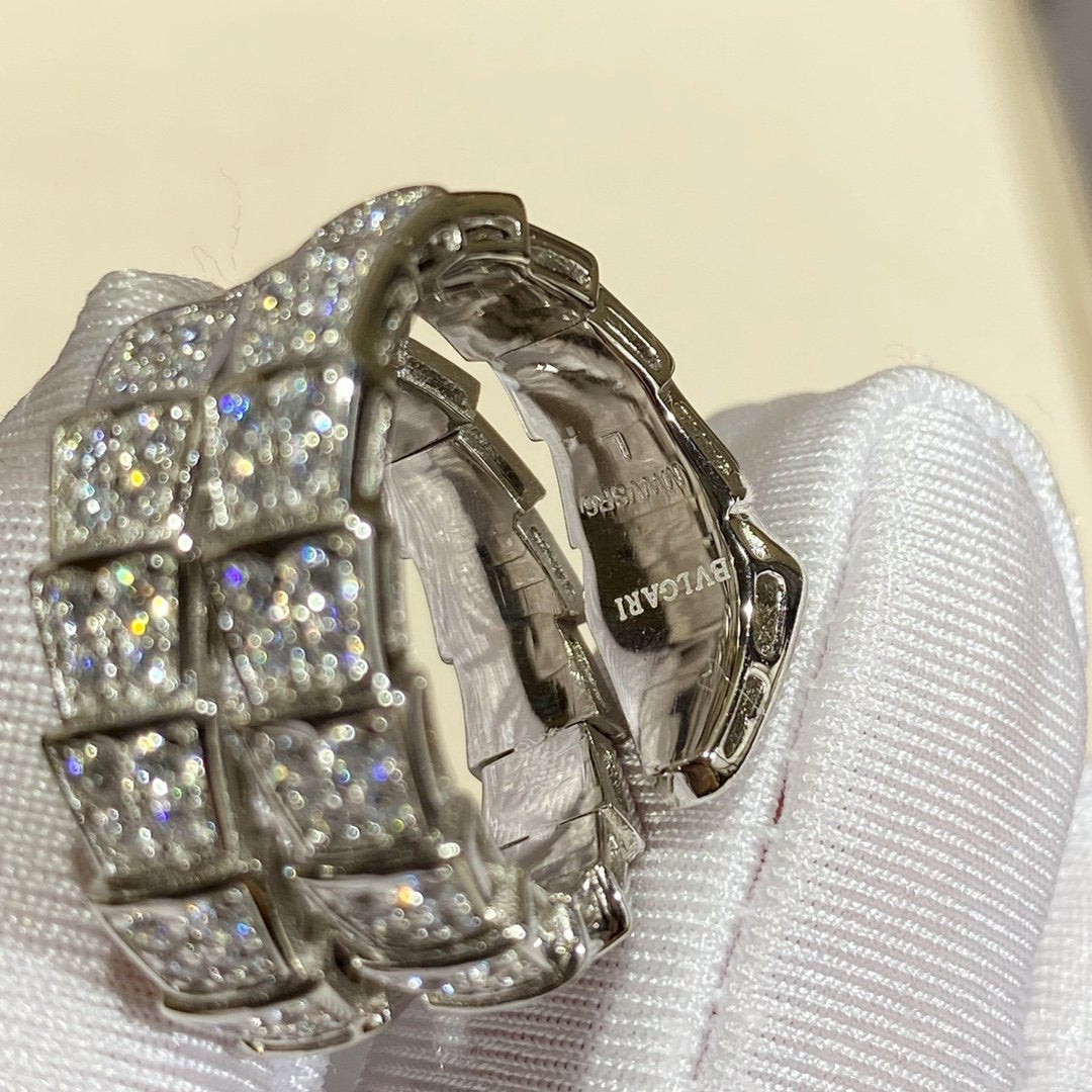 [Ornora Jewelry]SERPENTI DOUBLE RING SILVER DIAMOND PAVED