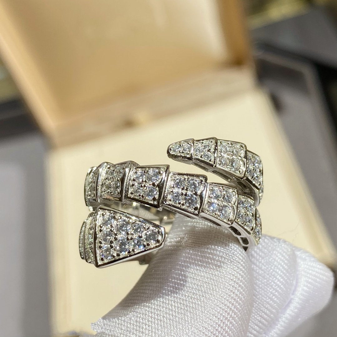 [Ornora Jewelry]SERPENTI DOUBLE RING SILVER DIAMOND PAVED