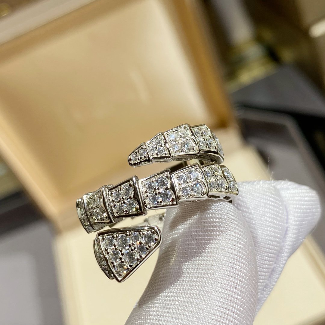 [Ornora Jewelry]SERPENTI DOUBLE RING SILVER DIAMOND PAVED