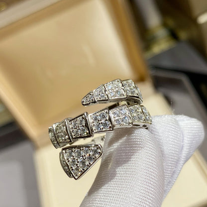 [Ornora Jewelry]SERPENTI DOUBLE RING SILVER DIAMOND PAVED