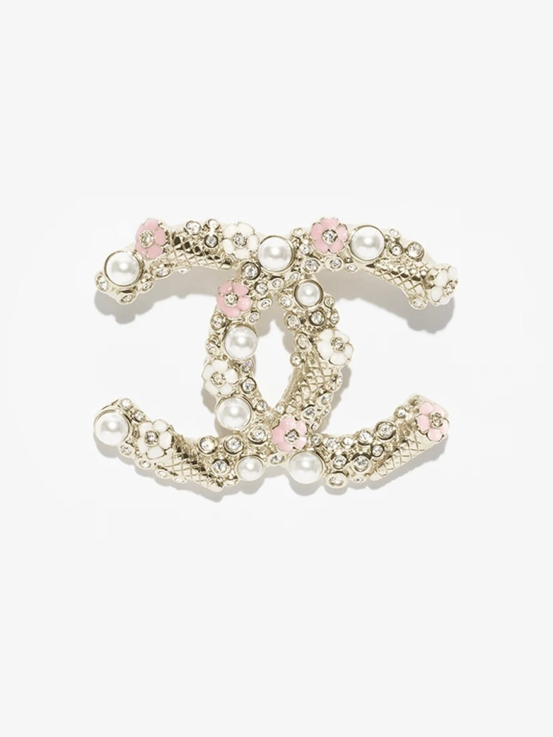 [Ornora Jewelry]26C Pink-White Enamel Ice Cream Cone Double C Brooch