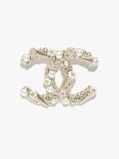 [Ornora Jewelry]26C Pink-White Enamel Ice Cream Cone Double C Brooch