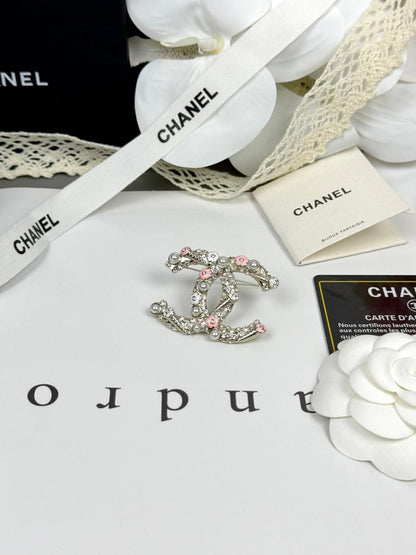 [Ornora Jewelry]26C Pink-White Enamel Ice Cream Cone Double C Brooch