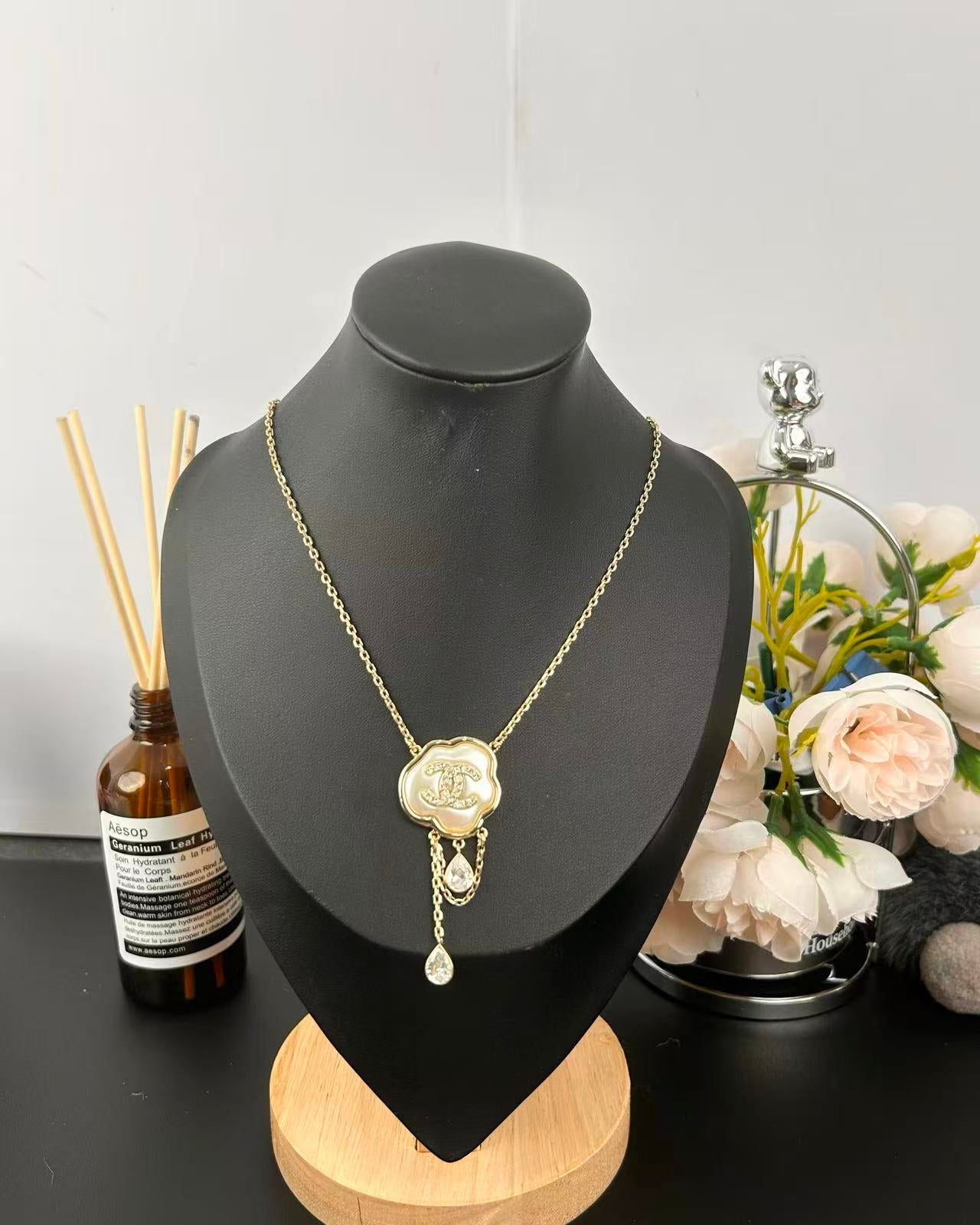 [Ornora Jewelry]Cloud Pearl Mother-of-Pearl Diamond Chain Pendant Necklace