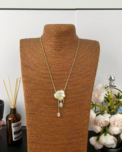 [Ornora Jewelry]Cloud Pearl Mother-of-Pearl Diamond Chain Pendant Necklace
