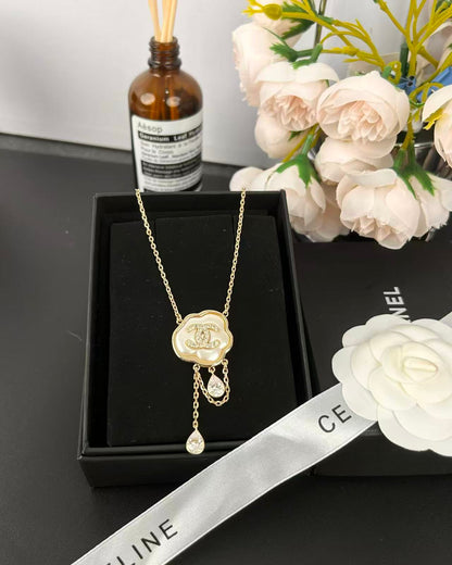 [Ornora Jewelry]Cloud Pearl Mother-of-Pearl Diamond Chain Pendant Necklace