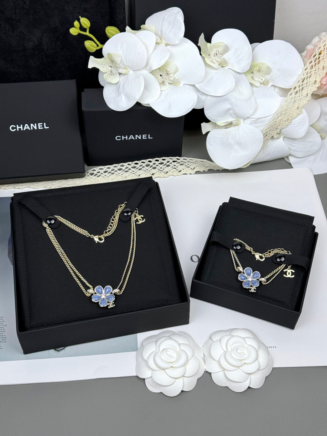 [Ornora Jewelry]VOLTE New Blue Floral Double-Layer Bracelet