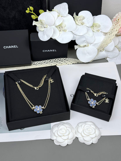 [Ornora Jewelry]VOLTE New Blue Floral Double-Layer Bracelet