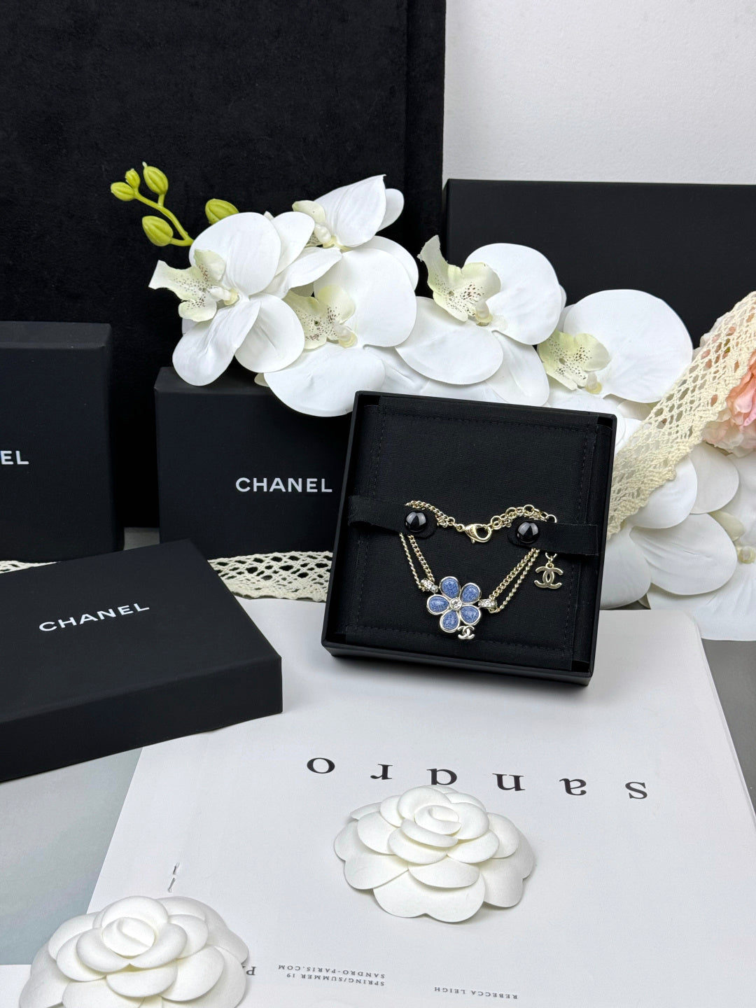 [Ornora Jewelry]VOLTE New Blue Floral Double-Layer Bracelet