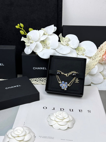 [Ornora Jewelry]VOLTE New Blue Floral Double-Layer Bracelet
