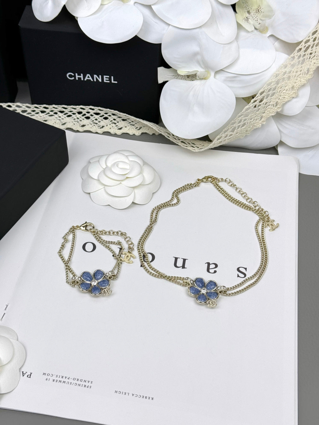 [Ornora Jewelry]VOLTE New Blue Floral Double-Layer Bracelet