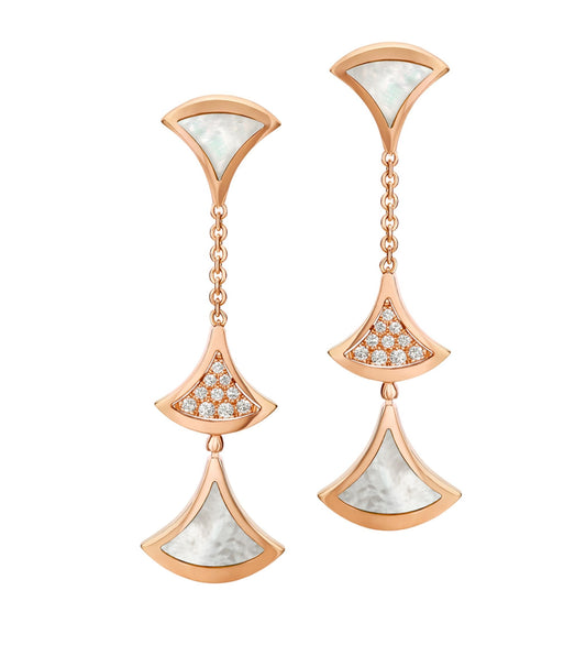 [Ornora Jewelry]DREAM EARRINGS 3 MOTIFS DIAMOND MOP PINK GOLD