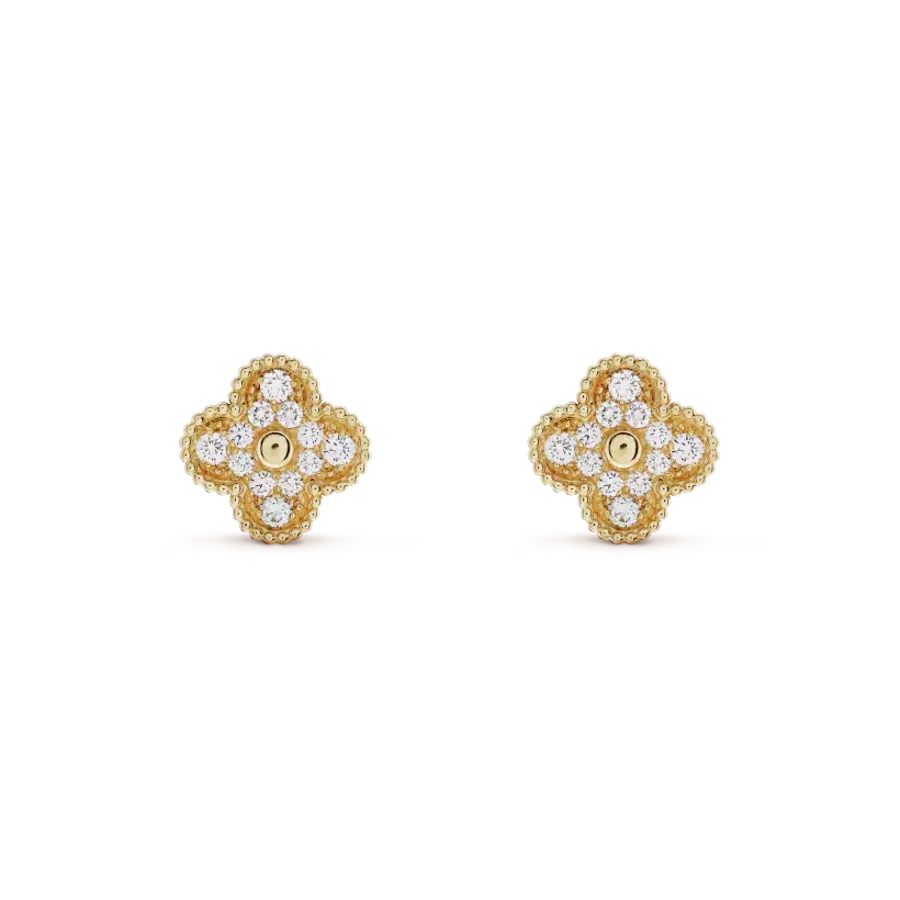 [Ornora Jewelry]CLOVER MEDIUM 1 MOTIFS FUll DIAMOND EARRINGS