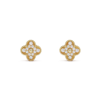 [Ornora Jewelry]CLOVER MEDIUM 1 MOTIFS FUll DIAMOND EARRINGS