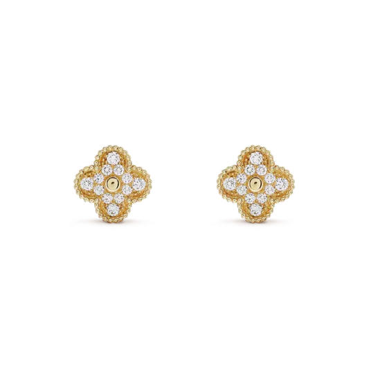 [Ornora Jewelry]CLOVER MEDIUM 1 MOTIFS FUll DIAMOND EARRINGS