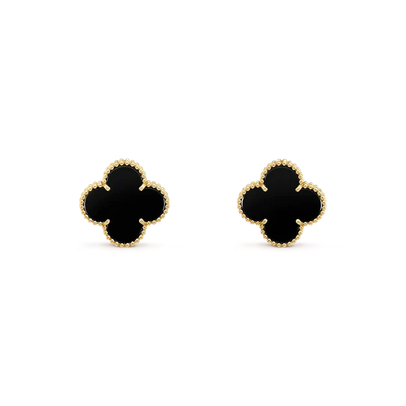[Ornora Jewelry]CLOVER MEDIUM 1 MOTIFS  ONYX STUD EARRINGS