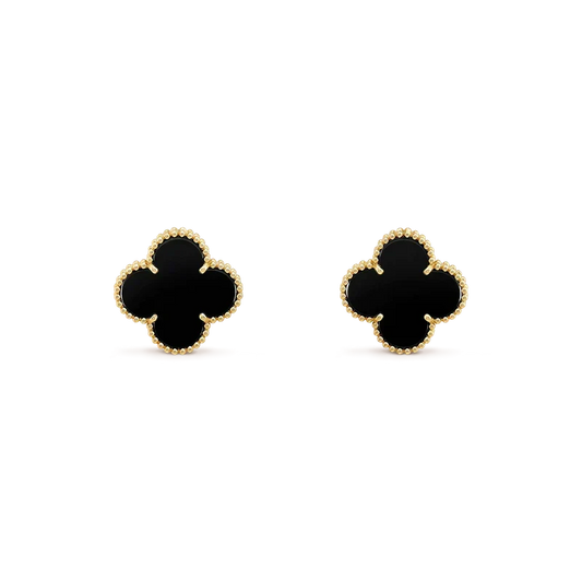 [Ornora Jewelry]CLOVER MEDIUM 1 MOTIFS  ONYX STUD EARRINGS