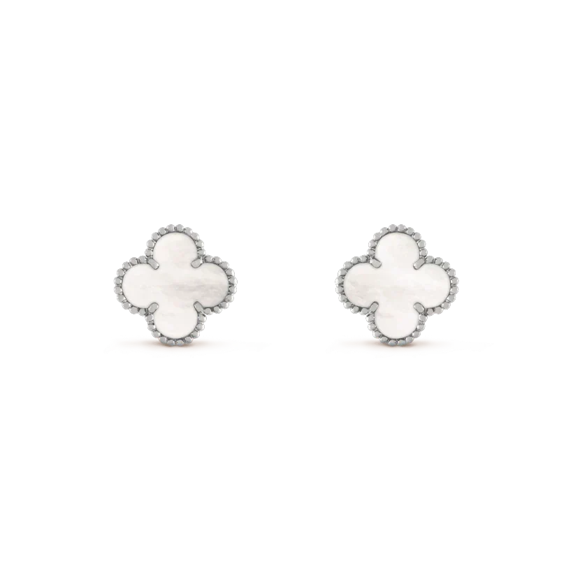 [Ornora Jewelry]CLOVER MEDIUM 1 MOTIFS  WHITE MOP EARRINGS SILVER