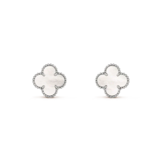 [Ornora Jewelry]CLOVER MEDIUM 1 MOTIFS  WHITE MOP EARRINGS SILVER