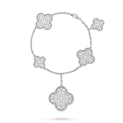 [Ornora Jewelry]CLOVER 6 MOTIFS SILVER DIAMOND BRACELET
