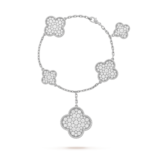 [Ornora Jewelry]CLOVER 6 MOTIFS SILVER DIAMOND BRACELET