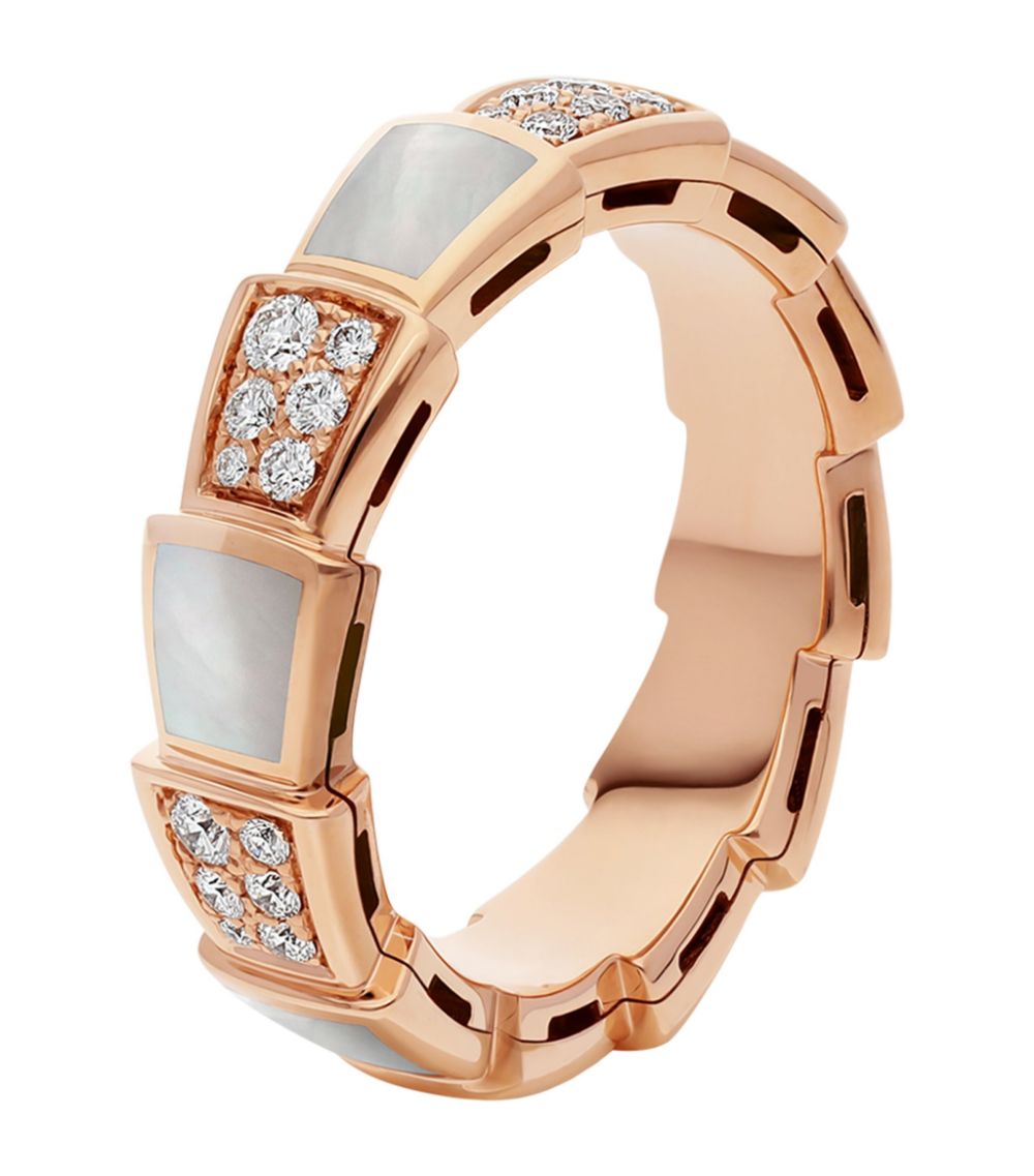 [Ornora Jewelry]SERPENTI RING PINK GOLD MOP DIAMOND PAVED 4MM