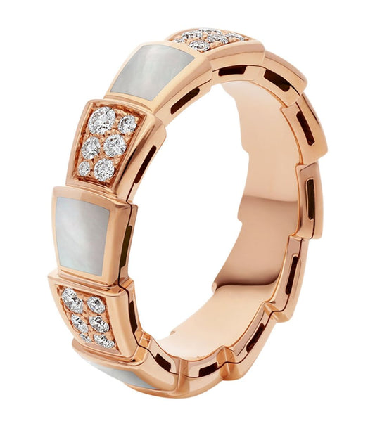 [Ornora Jewelry]SERPENTI RING PINK GOLD MOP DIAMOND PAVED 4MM