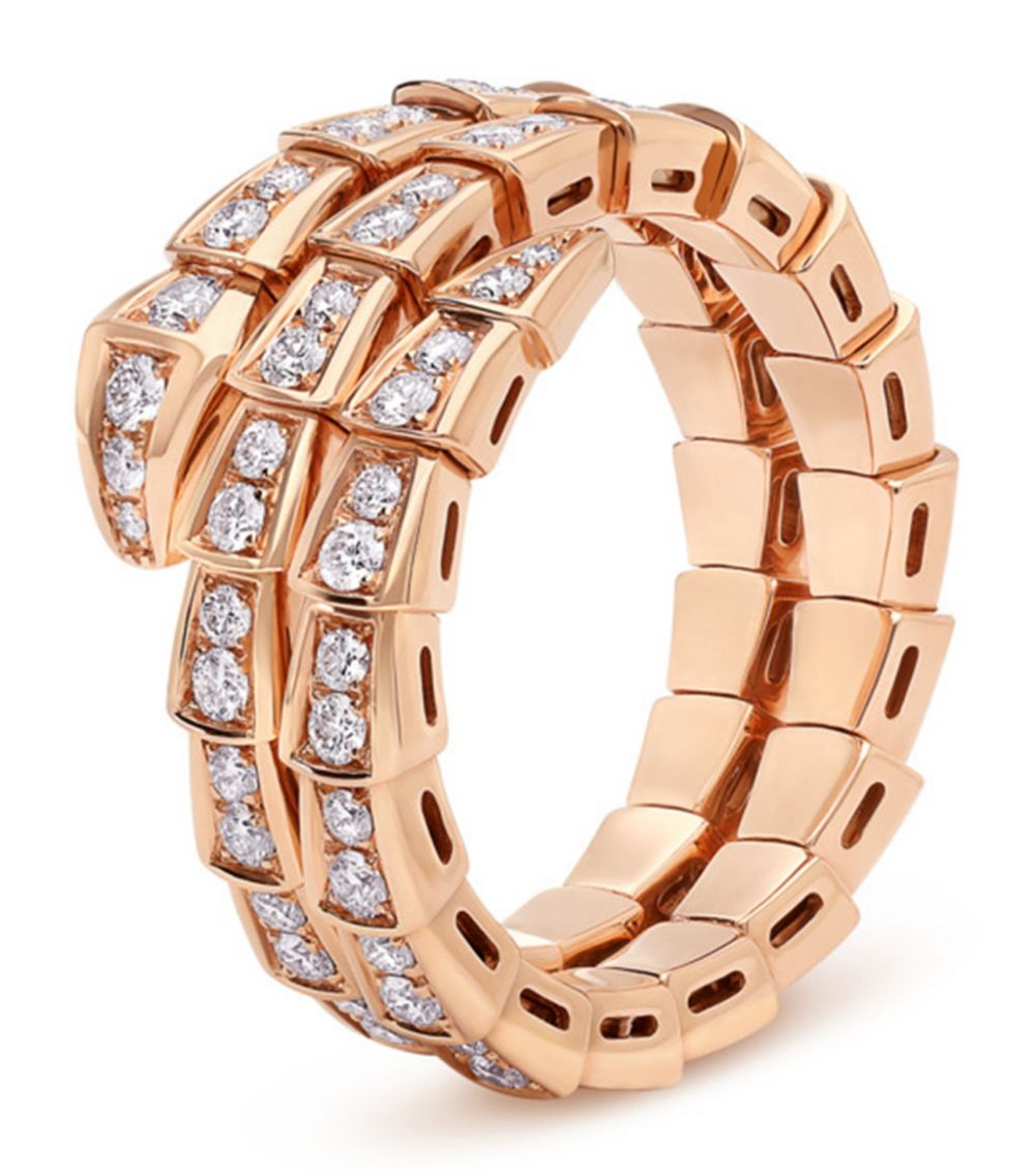 [Ornora Jewelry]SERPENTI RING PINK GOLD DIAMOND DOUBLE ROW