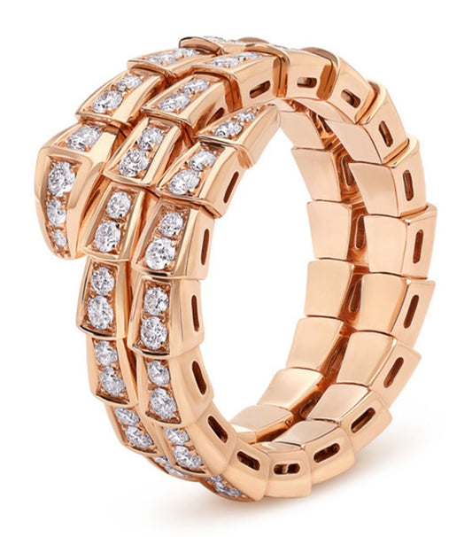[Ornora Jewelry]SERPENTI RING PINK GOLD DIAMOND DOUBLE ROW