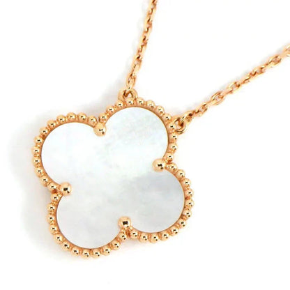 [Ornora Jewelry]CLOVER 15MM WHITE MOTHER-OF-PEARL GOLD NECKLACE