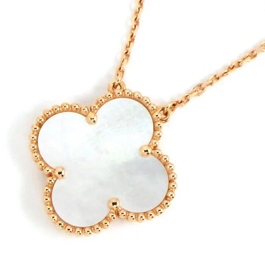 [Ornora Jewelry]CLOVER 15MM WHITE MOTHER-OF-PEARL GOLD NECKLACE