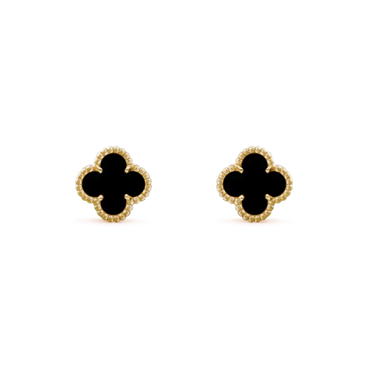 [Ornora Jewelry]CLOVER MINI 9.5MM BLACK MOP EARRINGS