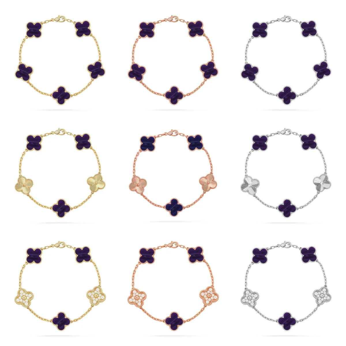 [Ornora Jewelry]CLOVER 5 MOTIF PURPLE STRIPES BRACELET COLLECTION