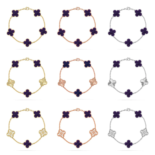 [Ornora Jewelry]CLOVER 5 MOTIF PURPLE STRIPES BRACELET COLLECTION