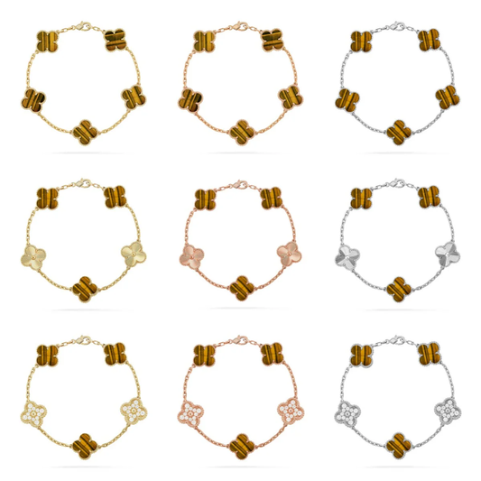 [Ornora Jewelry] CLOVER 5 MOTIFS TIGER EYE BRACELET COLLECTION