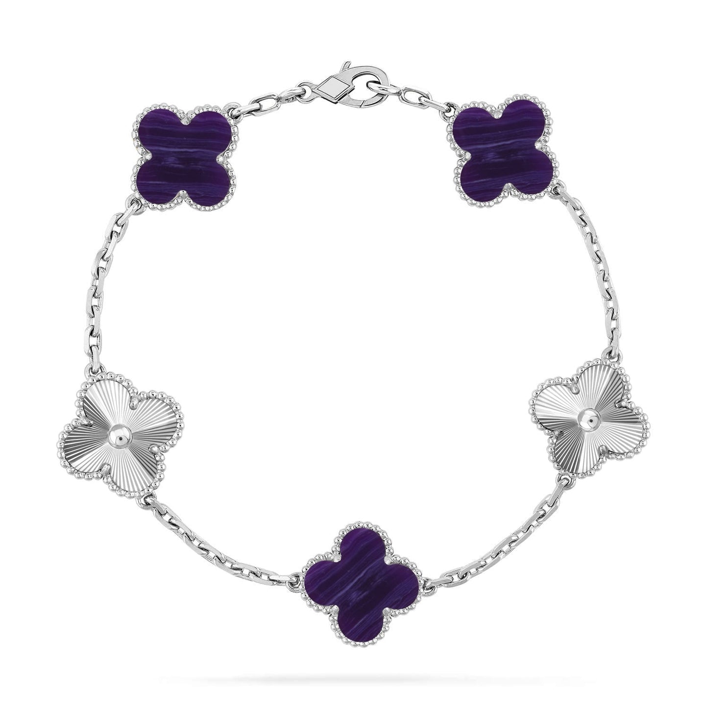 [Ornora Jewelry]CLOVER 5 MOTIF PURPLE STRIPES BRACELET COLLECTION