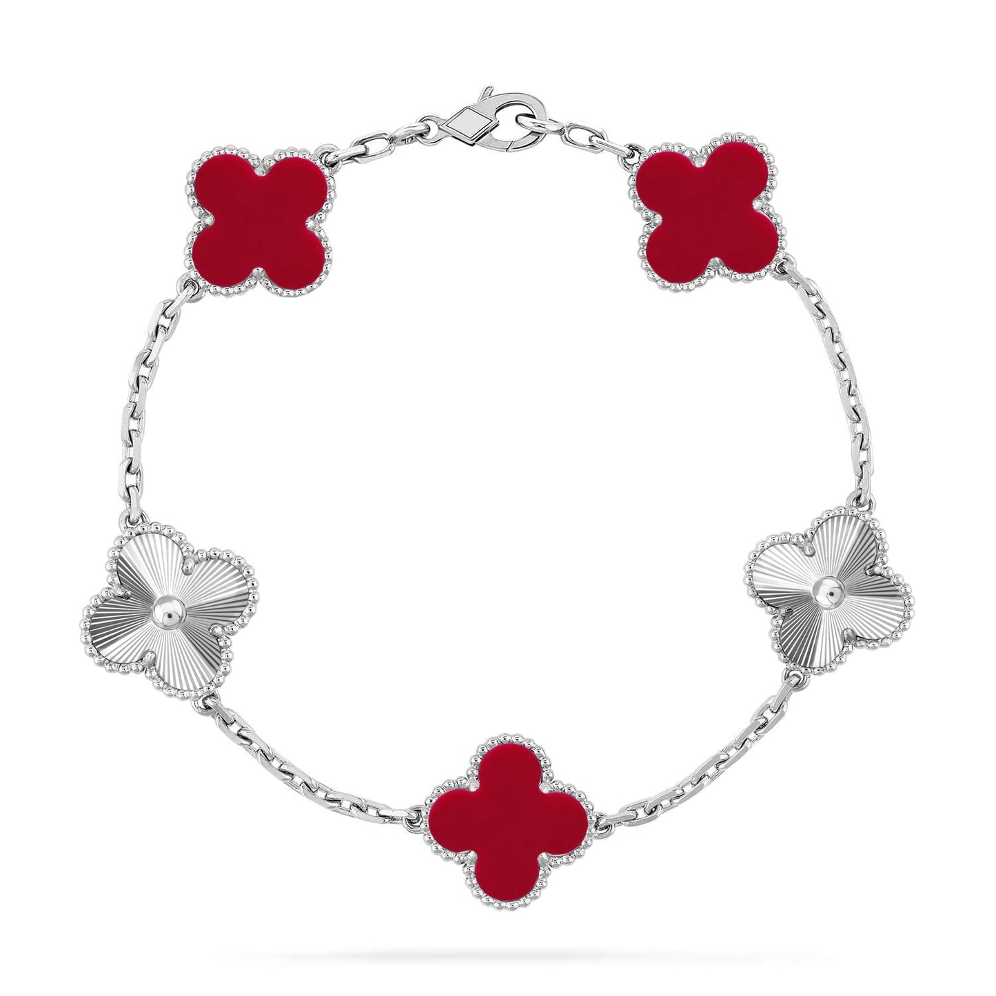 [Ornora Jewelry] CLOVER 5 MOTIF RED CORNELIAN BRACELET COLLECTION