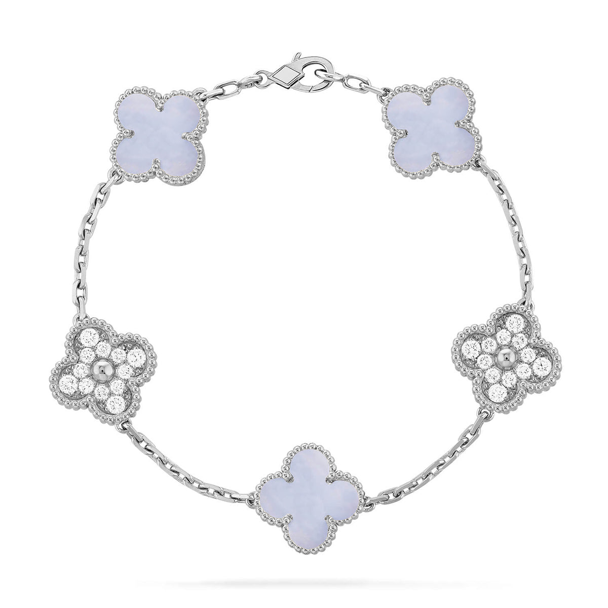 [Ornora Jewelry] CLOVER 5 MOTIF PURPLE CHALCEDONY BRACELET COLLECTION