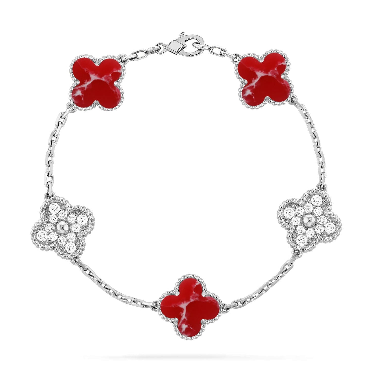 [Ornora Jewelry]CLOVER 5 MOTIF RED PATTERN BRACELET COLLECTION