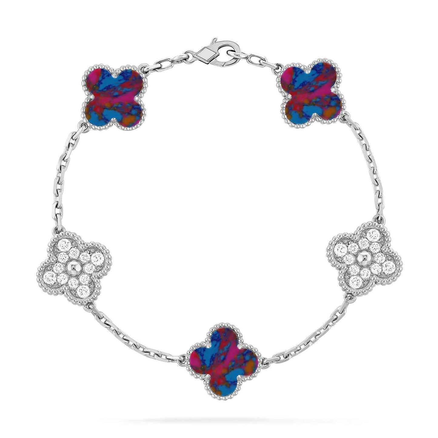 [Ornora Jewelry]CLOVER 5 MOTIF COLOR GEMSTONES BRACELET COLLECTION
