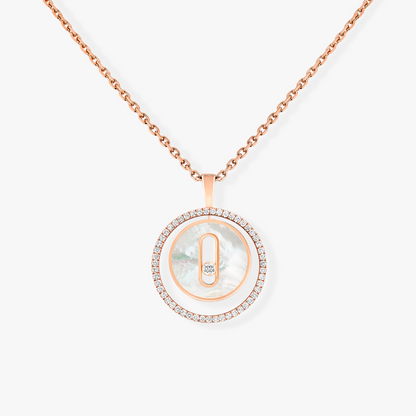 [Ornora Jewelry]LUCKY MOVE 1 DIAMOND WHITE MOTHER OF PEARL PINK GOLD DIAMOND NECKLACE