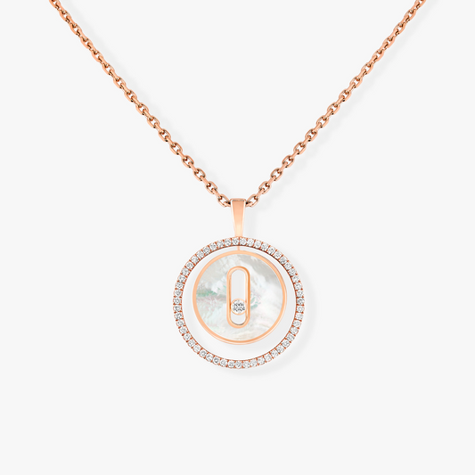 [Ornora Jewelry]LUCKY MOVE 1 DIAMOND WHITE MOTHER OF PEARL PINK GOLD DIAMOND NECKLACE