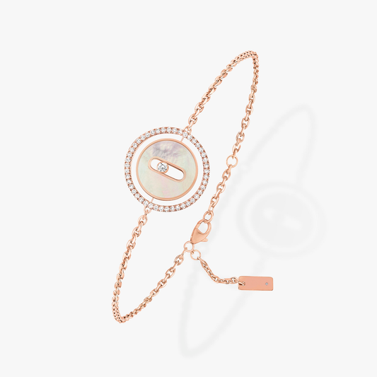 [Ornora Jewelry]LUCKY MOVE WHITE MOTHER OF PEARL PINK GOLD DIAMOND BRACELET