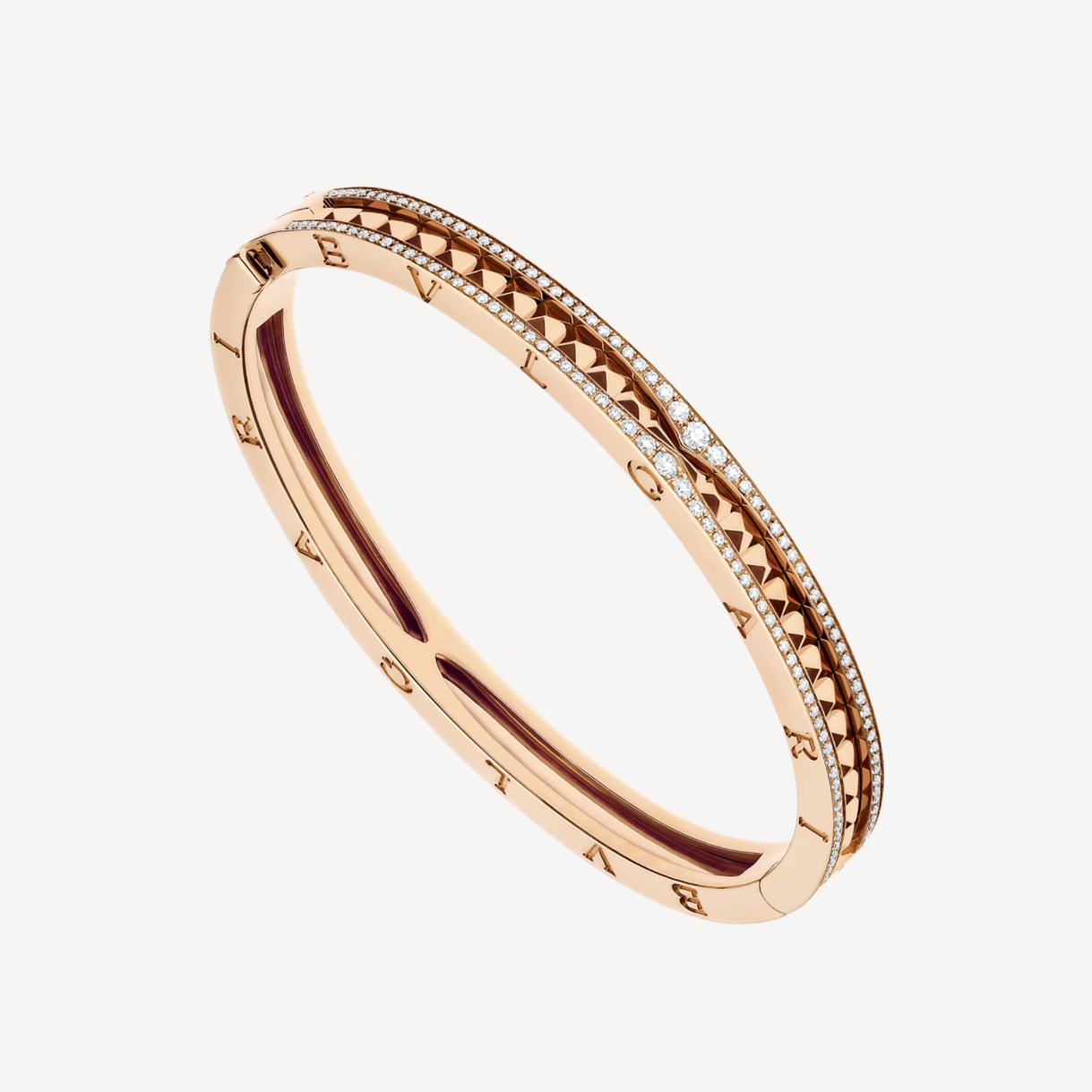 [Ornora Jewelry]ZERO 1 SPIRAL AND PAVED DIAMOND PINK GOLD BRACELET
