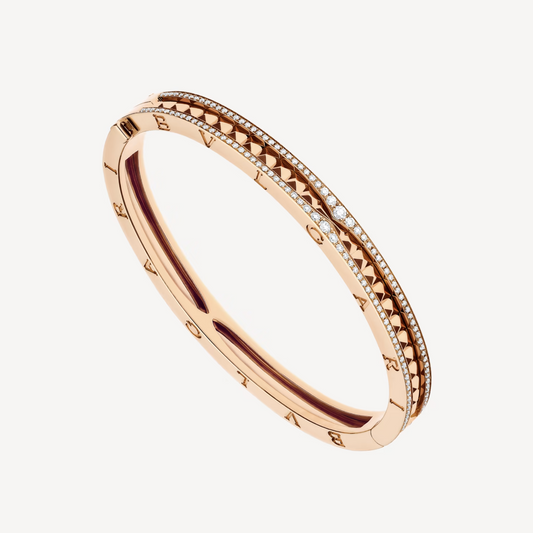 [Ornora Jewelry]ZERO 1 SPIRAL AND PAVED DIAMOND PINK GOLD BRACELET