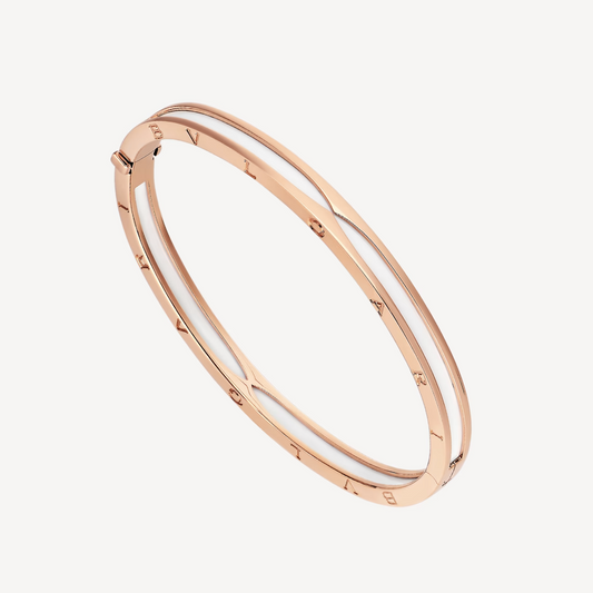 [Ornora Jewelry]ZERO 1 PINK GOLD WITH WHITE CERAMIC BRACELET