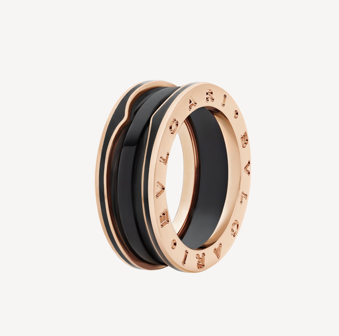 [Ornora Jewelry]ZERO 1 TWO-BAND WITH MATTE BLACK CERAMIC PINK GOLD RING