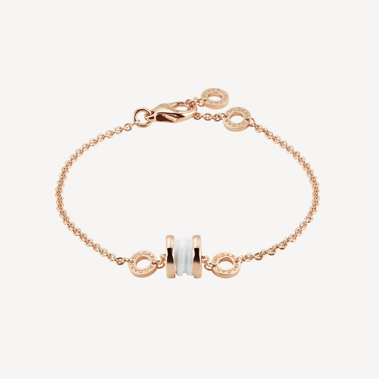 [Ornora Jewelry]ZERO 1 SOFT PINK GOLD AND WHITE CERAMIC BRACELET