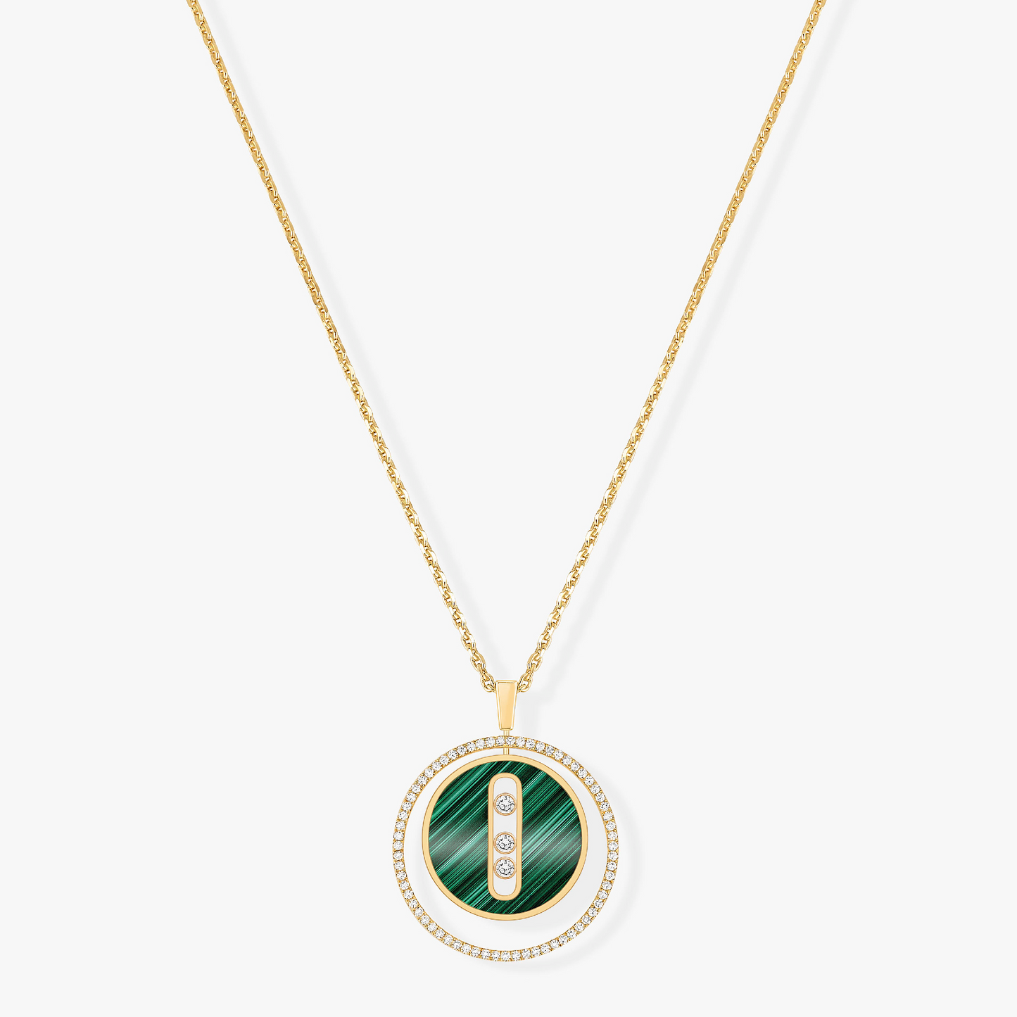 [Ornora Jewelry]LUCKY MOVE 3 DIAMOND MALACHITE GOLD DIAMOND NECKLACE