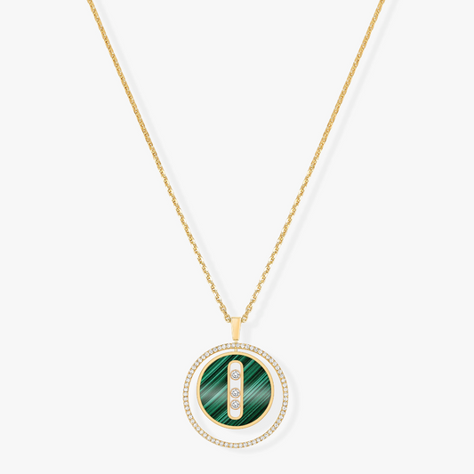 [Ornora Jewelry]LUCKY MOVE 3 DIAMOND MALACHITE GOLD DIAMOND NECKLACE